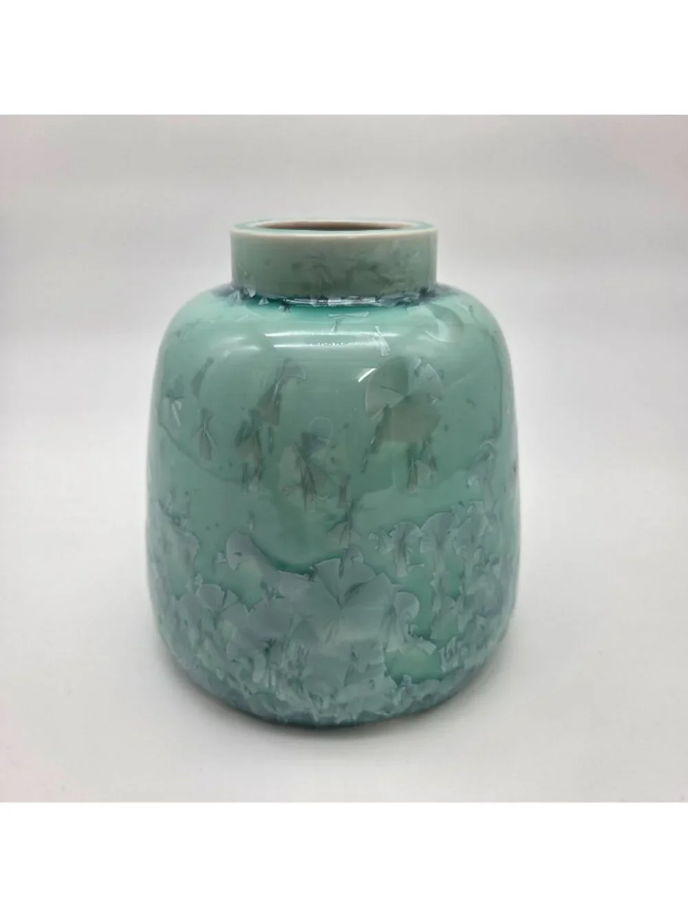 Teal Crystalline Glaze Art Pottery Vase